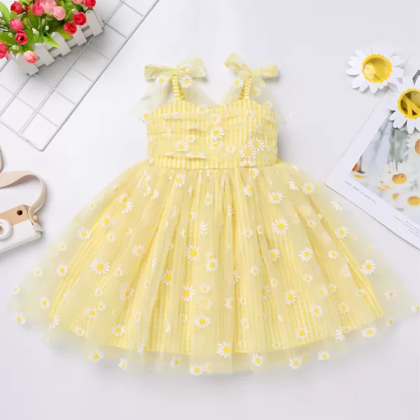 Baby Girls Tutu Dress Summer Sleeveless Backless Princess Birthday Party Dresses Sequin Ruffle Tulle Bowknot SundressYellow Daisy