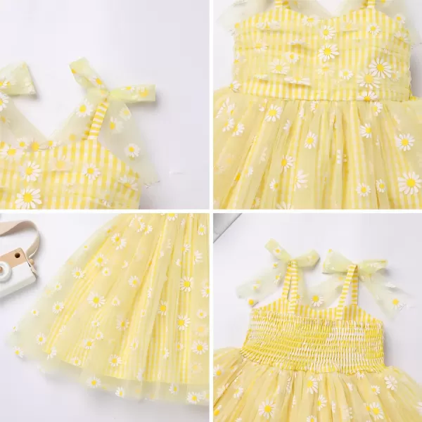 Baby Girls Tutu Dress Summer Sleeveless Backless Princess Birthday Party Dresses Sequin Ruffle Tulle Bowknot SundressYellow Daisy