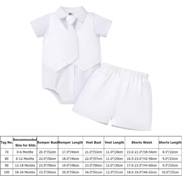 Baptism Christening Outfits for Boys Baby Formal Suit Gentleman Bowtie Romper Vest Shorts White Wedding Tuxedo OutfitWhite  Necktie