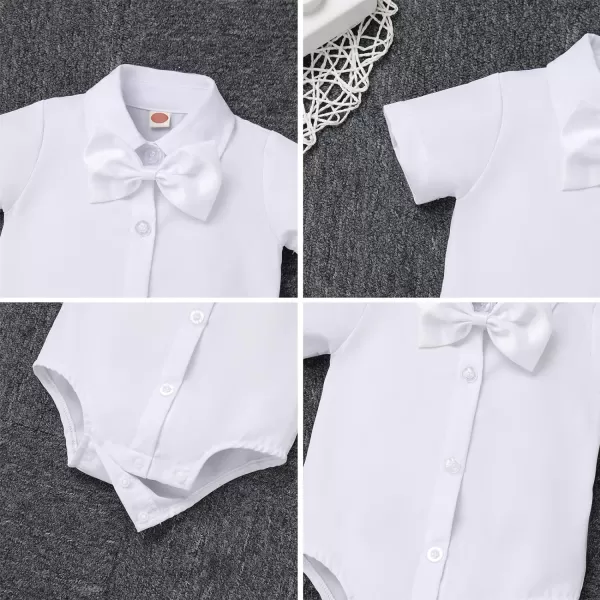 Baptism Christening Outfits for Boys Baby Formal Suit Gentleman Bowtie Romper Vest Shorts White Wedding Tuxedo OutfitWhite