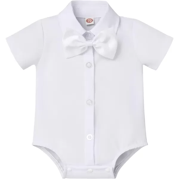 Baptism Christening Outfits for Boys Baby Formal Suit Gentleman Bowtie Romper Vest Shorts White Wedding Tuxedo OutfitWhite