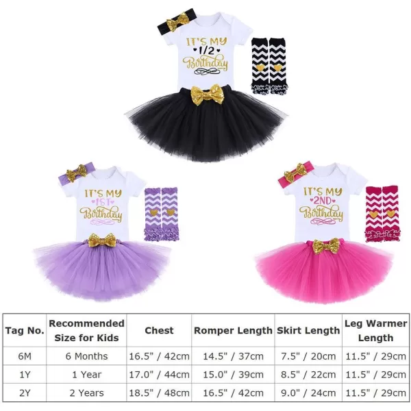 Birthday Outfit Baby Girls RomperRuffle Tulle SkirtSequins Bow HeadbandLeg Warmers Cake Smash Dress Clothes 4Pcs SetBlack 12 Birthday