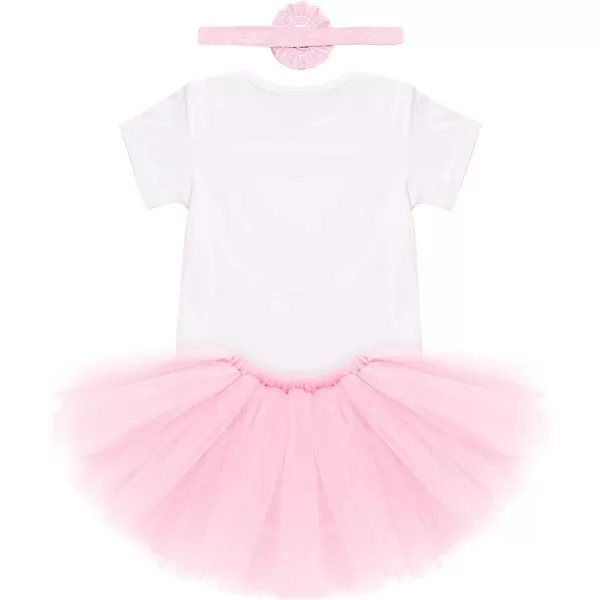 Birthday Outfit Girls Baby Strawberry Heart One Romper  Ruffle Tulle Skirt  Sequins Crown Headband 3PCS Clothes SetPink 1st