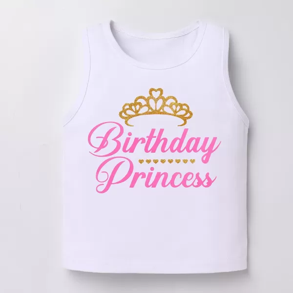 Birthday Princess Girl Outfit Baby Sleeveless TShirt Top Tutu Skirt Headband Clothes Set for Cake Smash Photo ShootHot Pink