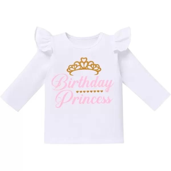 Birthday Princess Girl Outfit Baby Sleeveless TShirt Top Tutu Skirt Headband Clothes Set for Cake Smash Photo ShootPink Long Sleeve