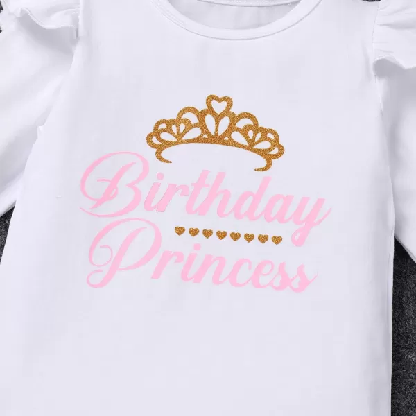 Birthday Princess Girl Outfit Baby Sleeveless TShirt Top Tutu Skirt Headband Clothes Set for Cake Smash Photo ShootPink Long Sleeve