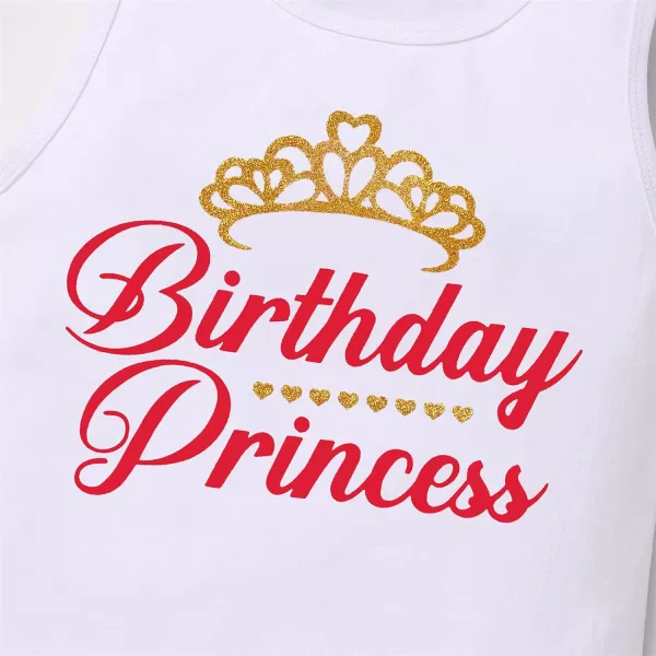 Birthday Princess Girl Outfit Baby Sleeveless TShirt Top Tutu Skirt Headband Clothes Set for Cake Smash Photo ShootRed