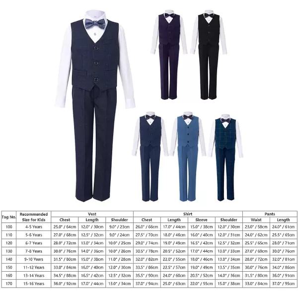 Boys Formal Suit Set 4Piece Slim Fit Dresswear Jacket Bowtie Shirt Pants for Toddler Kids Tuxedo Wedding Party OutfitBlack  Vest Set