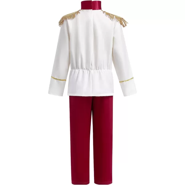 Boys Prince Charming Costume Prince Dress up Medieval Royal Prince Outfit Costume for Toddler Kid Boy Halloween CosplayDark Red 2pcs