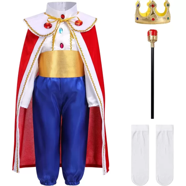 Boys Prince Charming Costume Prince Dress up Medieval Royal Prince Outfit Costume for Toddler Kid Boy Halloween CosplayRed  Royal Blue 7pcs