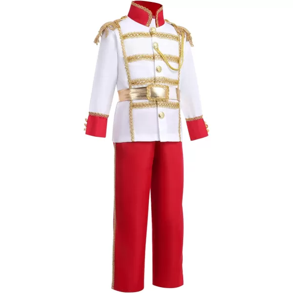 Boys Prince Charming Costume Prince Dress up Medieval Royal Prince Outfit Costume for Toddler Kid Boy Halloween CosplayRed 6pcs