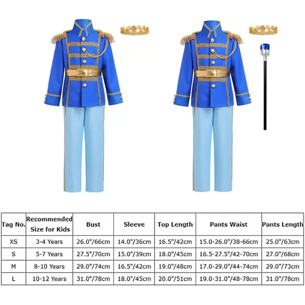 Boys Prince Charming Costume Prince Dress up Medieval Royal Prince Outfit Costume for Toddler Kid Boy Halloween CosplayRoyal Blue  Blue 4pcs