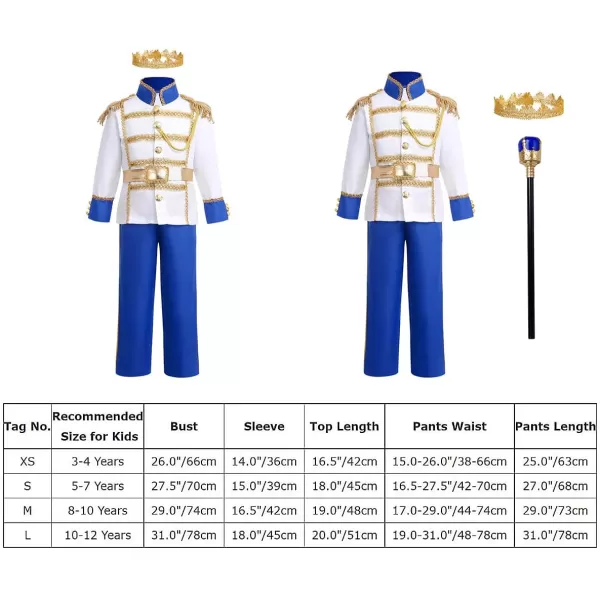 Boys Prince Charming Costume Prince Dress up Medieval Royal Prince Outfit Costume for Toddler Kid Boy Halloween CosplayRoyal Blue 4pcs