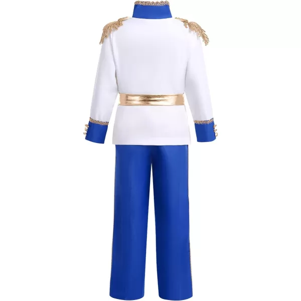 Boys Prince Charming Costume Prince Dress up Medieval Royal Prince Outfit Costume for Toddler Kid Boy Halloween CosplayRoyal Blue 4pcs