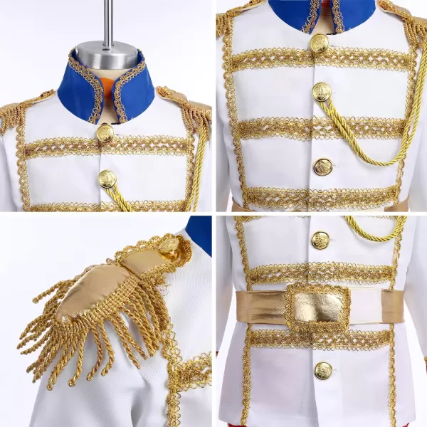 Boys Prince Charming Costume Prince Dress up Medieval Royal Prince Outfit Costume for Toddler Kid Boy Halloween CosplayRoyal Blue 5pcs