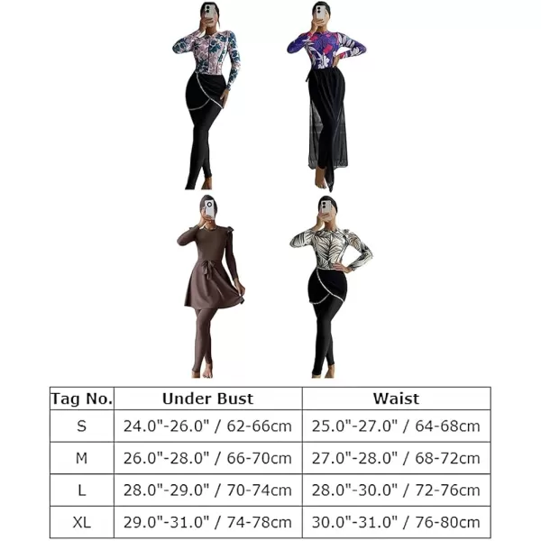 Burkini Swimsuits for Women Modest Muslim Swimsuit Islamic Long Sleeve Burkini Full Cover Hijab Top Pants Bathing SuitBrown  Dress Set