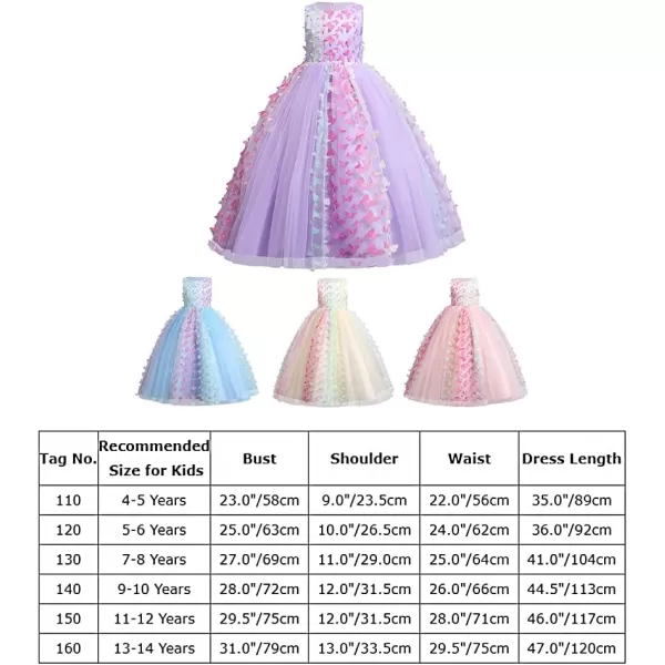 Butterfly Flower Girl Dress for Kids Wedding Bridesmaid Pageant Formal Party Maxi Gown Princess Communion Tulle DressesBlue