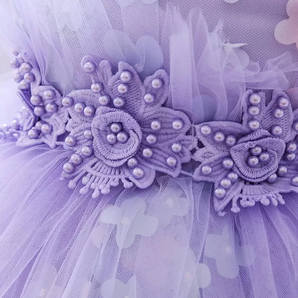 Butterfly Petal Flower Girl Tutu Dress for Kids Baby Wedding Pageant Ball Gowns First Communion Birthday Tulle DressesPurple