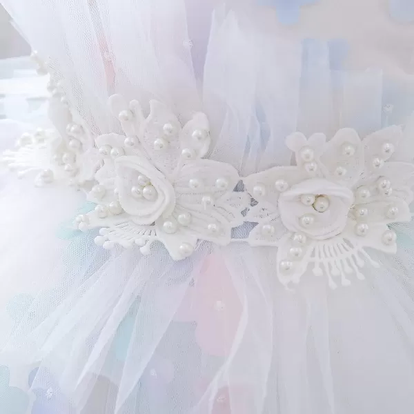 Butterfly Petal Flower Girl Tutu Dress for Kids Baby Wedding Pageant Ball Gowns First Communion Birthday Tulle DressesWhite