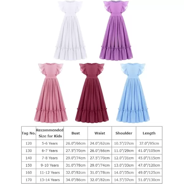 Chiffon Flower Girl Dresses Flutter Sleeves Junior Bridesmaid Dress for Kids Wedding Pageant Party Princess Maxi GownsDusty Pink