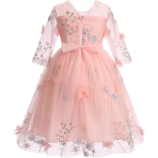 Flower Girl Butterfly Dress for Kids Baby Princess Birthday Weding Bridesmaid Pageant Formal Party Backless Tulle DressPink  34 Sleeve