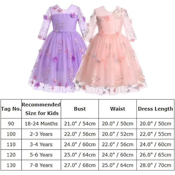 Flower Girl Butterfly Dress for Kids Baby Princess Birthday Weding Bridesmaid Pageant Formal Party Backless Tulle DressPink  34 Sleeve