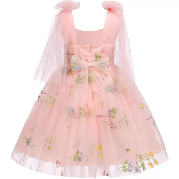 Flower Girl Butterfly Dress for Kids Baby Princess Birthday Weding Bridesmaid Pageant Formal Party Backless Tulle DressPink  Floral