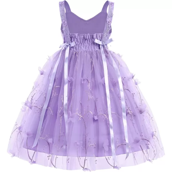 Flower Girl Butterfly Dress for Kids Baby Princess Birthday Weding Bridesmaid Pageant Formal Party Backless Tulle DressPurple