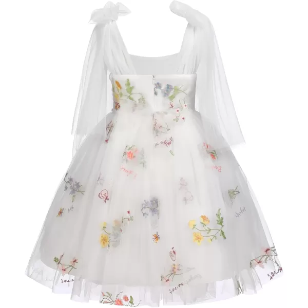 Flower Girl Butterfly Dress for Kids Baby Princess Birthday Weding Bridesmaid Pageant Formal Party Backless Tulle DressWhite  Floral