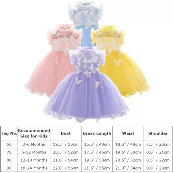 Flower Girl Butterfly Ruffle Tutu Dress for Infant Baby Christening Baptism Formal Wedding Birthday Party Tulle DressesPink