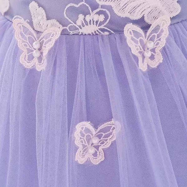 Flower Girl Butterfly Ruffle Tutu Dress for Infant Baby Christening Baptism Formal Wedding Birthday Party Tulle DressesPurple