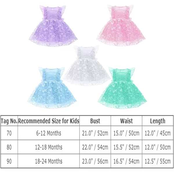 Flower Girl Flutter Bowknot Tutu Dress for Infant Baby Christening Baptism Formal Wedding Birthday Party Tulle DressesBlue