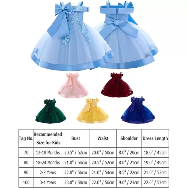 Flower Girl Lace Bowknot Tutu Dress for Kids Baby Princess Wedding Bridesmaid Birthday Party Pageant Baptism DressesBlue  Lace