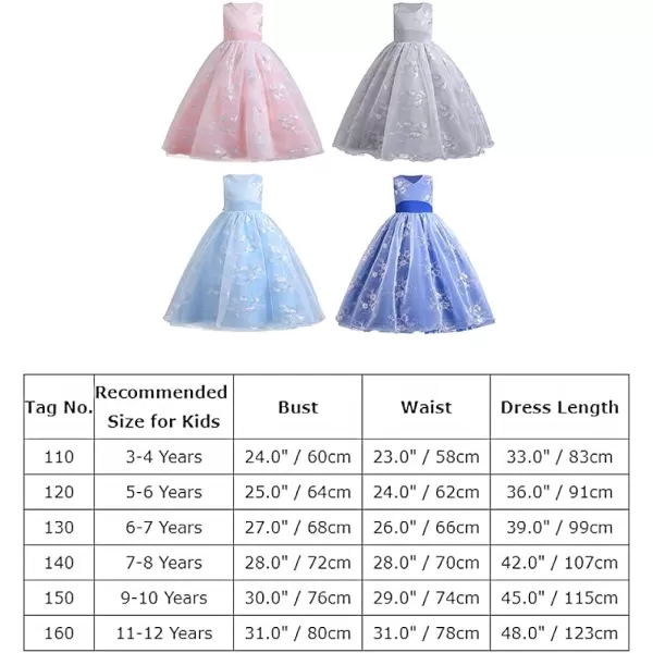 Flower Girl Lace Dress for Kids Wedding Bridesmaid Pageant Party Formal Long Gown Princess Communion Tulle Bow DressesBlue  Shiny