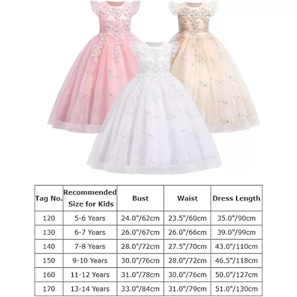 Flower Girl Lace Dress for Kids Wedding Bridesmaid Pageant Party Formal Long Gown Princess Communion Tulle Bow DressesChampagne  Sequin