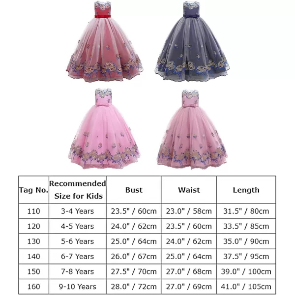 Flower Girl Lace Dress for Kids Wedding Bridesmaid Pageant Party Formal Long Gown Princess Communion Tulle Bow DressesDark Red  Butterfly