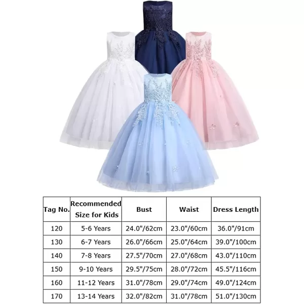 Flower Girl Lace Dress for Kids Wedding Bridesmaid Pageant Party Formal Long Gown Princess Communion Tulle Dresses 312Blue  Flower