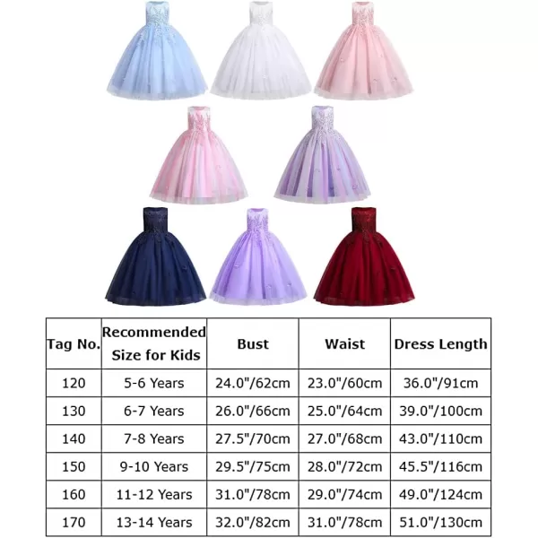 Flower Girl Lace Dress for Kids Wedding Bridesmaid Pageant Party Formal Long Gown Princess Communion Tulle Dresses 312Dark Red  Flower