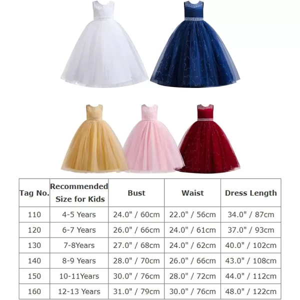 Flower Girl Lace Dress for Kids Wedding Bridesmaid Pageant Party Formal Long Gown Princess Communion Tulle Dresses 312Dark Red  Sequin Beads