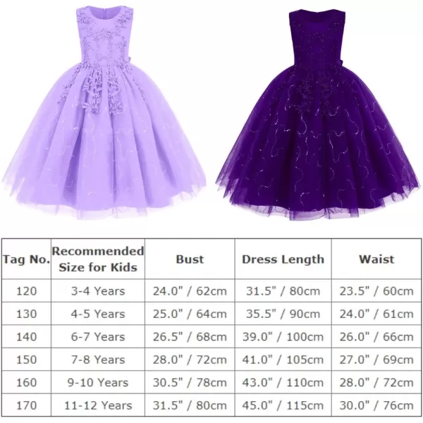 Flower Girl Lace Dress for Kids Wedding Bridesmaid Pageant Party Formal Long Gown Princess Communion Tulle Dresses 312Light Purple