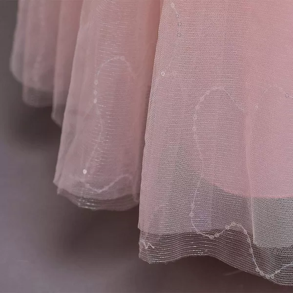 Flower Girl Lace Dress for Kids Wedding Bridesmaid Pageant Party Formal Long Gown Princess Communion Tulle Dresses 312Pink