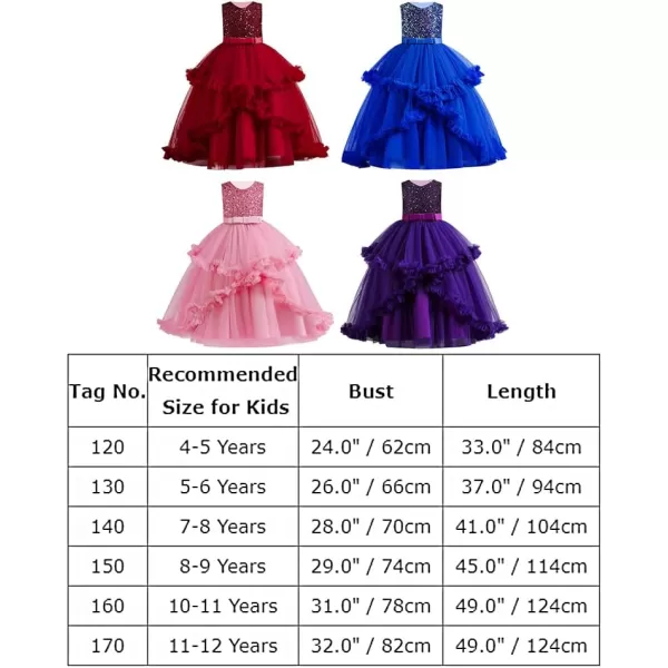 Flower Girl Lace Dress for Kids Wedding Bridesmaid Pageant Party Formal Long Gown Princess Communion Tulle Dresses 312Purple  Ruffle