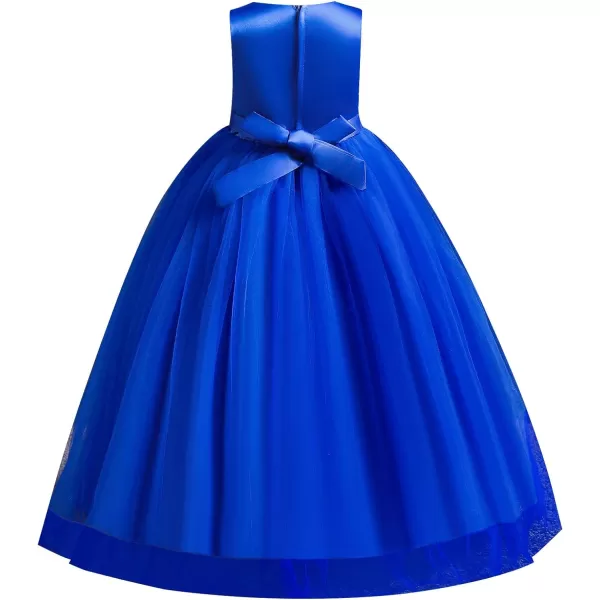 Flower Girl Lace Dress for Kids Wedding Bridesmaid Pageant Party Formal Long Gown Princess Communion Tulle Dresses 312Royal Blue 02