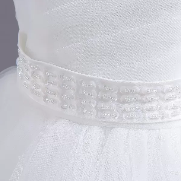 Flower Girl Lace Dress for Kids Wedding Bridesmaid Pageant Party Formal Long Gown Princess Communion Tulle Dresses 312White  Sequin Beads