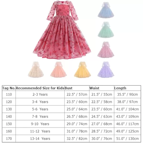 Flower Girl Lace Dress for Kids Wedding Bridesmaid Pageant Party Formal Maxi Gown Princess Communion Long Tulle DressesDusty Pink Floral