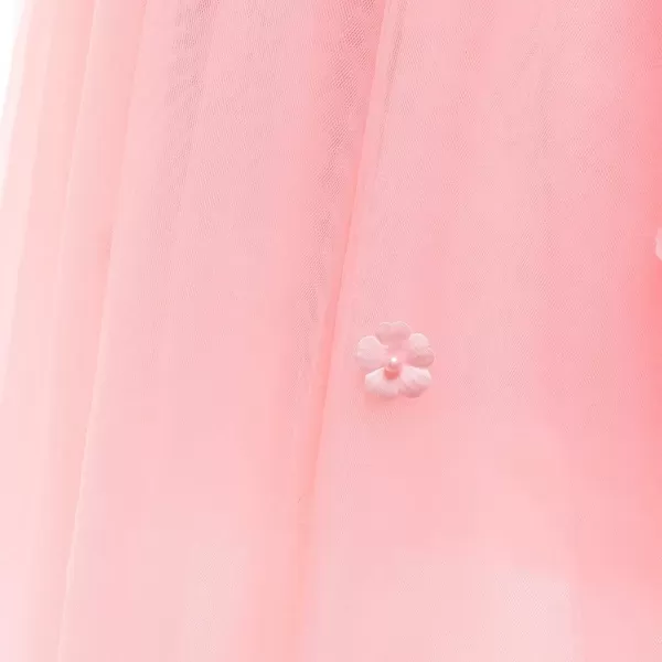 Flower Girl Lace Dress for Kids Wedding Bridesmaid Pageant Party Long Gown Princess Communion Sequins Puffy Tulle DressesPink  Backless
