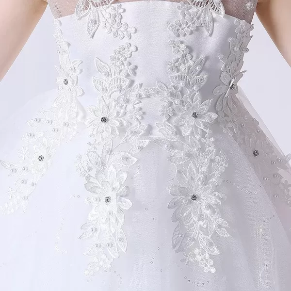 Flower Girl Lace Dress for Kids Wedding Bridesmaid Pageant Party Long Gown Princess Communion Sequins Puffy Tulle DressesWhite