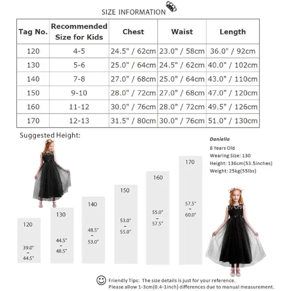 Flower Girl Lace Long Princess Dresses Kids Formal Wedding Party Pageant Ball Gowns First Communion Puffy Tulle DressBlack