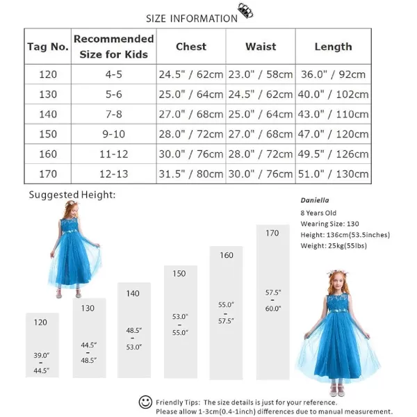 Flower Girl Lace Long Princess Dresses Kids Formal Wedding Party Pageant Ball Gowns First Communion Puffy Tulle DressBlue