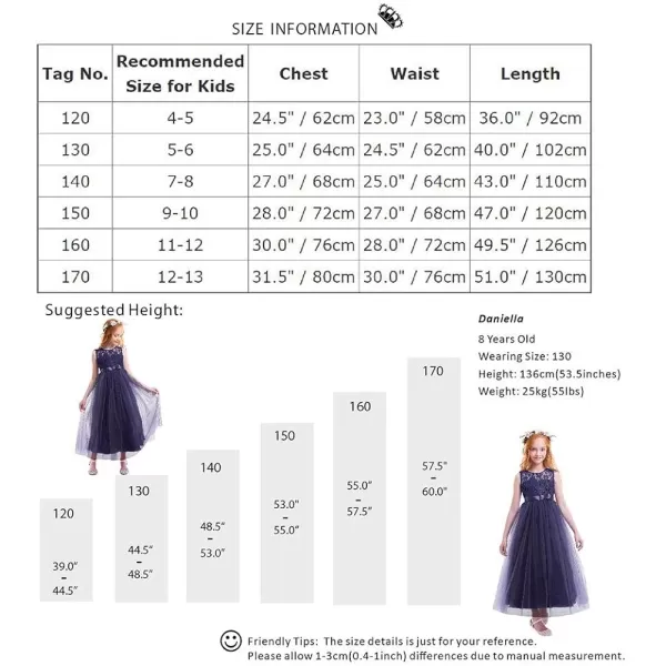 Flower Girl Lace Long Princess Dresses Kids Formal Wedding Party Pageant Ball Gowns First Communion Puffy Tulle DressNavy Blue